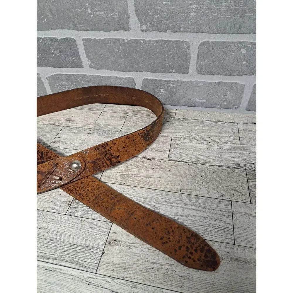 Buckle Italian Leather Studded Western Rodeo Silver Buckle Size‎ Large